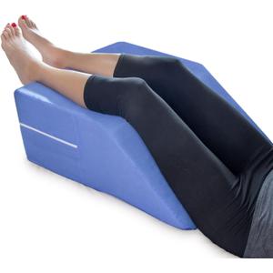 DMI Firm Wedge Pillow, Leg Pillow, Bolster Pillow, FSA Eligible Incline Pillow for Leg Elevation, Snoring, Foot Circulation, Pregnancy, Sciatica, Blue, 30.5 x 19.5 x 10