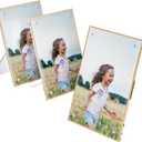 Acrylic 5x7 Picture Frame with Gold Edge Pack of 3, Magnetic Acrylic Photo Frame Picture Display Sign Holder