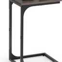 VASAGLE C-Shaped End Table, Small Side Table for Couch, Sofa Table with Metal Frame for Living Room, Bedroom, Bedside, Chestnut Brown and Black