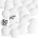 Ping Pong Balls White, Pack of 50, Professional ABS Table Tennis Ball 1 Star 40mm Official Size + Weight, for Training & Practice - Durable High Performance