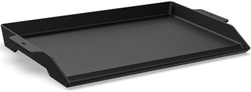 Cast Iron Griddle for Gas Grill, 23" x 16" Large Matte Porcelain Enamel Griddle for Gas & Charcoal Grills, Universal Flat Top Plate with Extra High Sidewalls for Camping, Tailgating, Parties