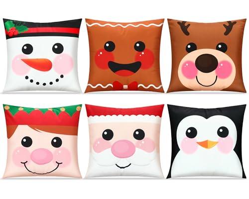 Breling Christmas Pillow Covers 18 x 18 Inches, Soft Plush Faux Fur Wool Couch Throw Xmas Cushion Cover for Holiday Sofa Chair Bed Home Decorative