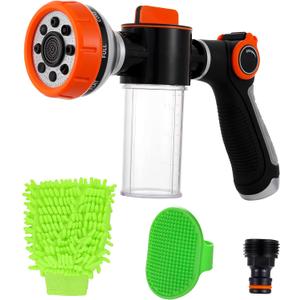 Dog Wash Hose, 8 Patterns High Pressure Garden Hose Soap Sprayer with Soap Dispenser Bottle for Dog Washing, Watering Flowers, Car Wash,House Cleaning, Pet Shower Bathing Tool