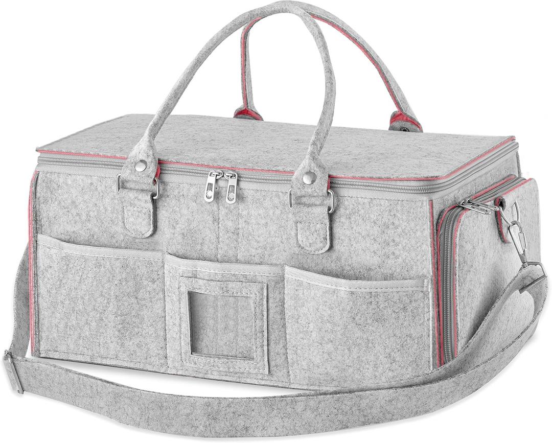 HBlife Baby Diaper Caddy Organizer, Nursery Storage Bin, 16" x 10" x 7" Large Portable Basket Shower Gift Newborn Essentials Baby Registry Must Haves Items-Pink