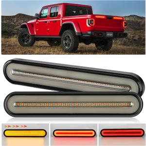 Nilight Trailer Tail Light Bar with 3-in-1 Running Stop Turn Signals Brake Lights 2 Pack 9 Inch 100 LED Red & Amber Sequential Strip for Trailers RV Truck Boat Pickup SUV