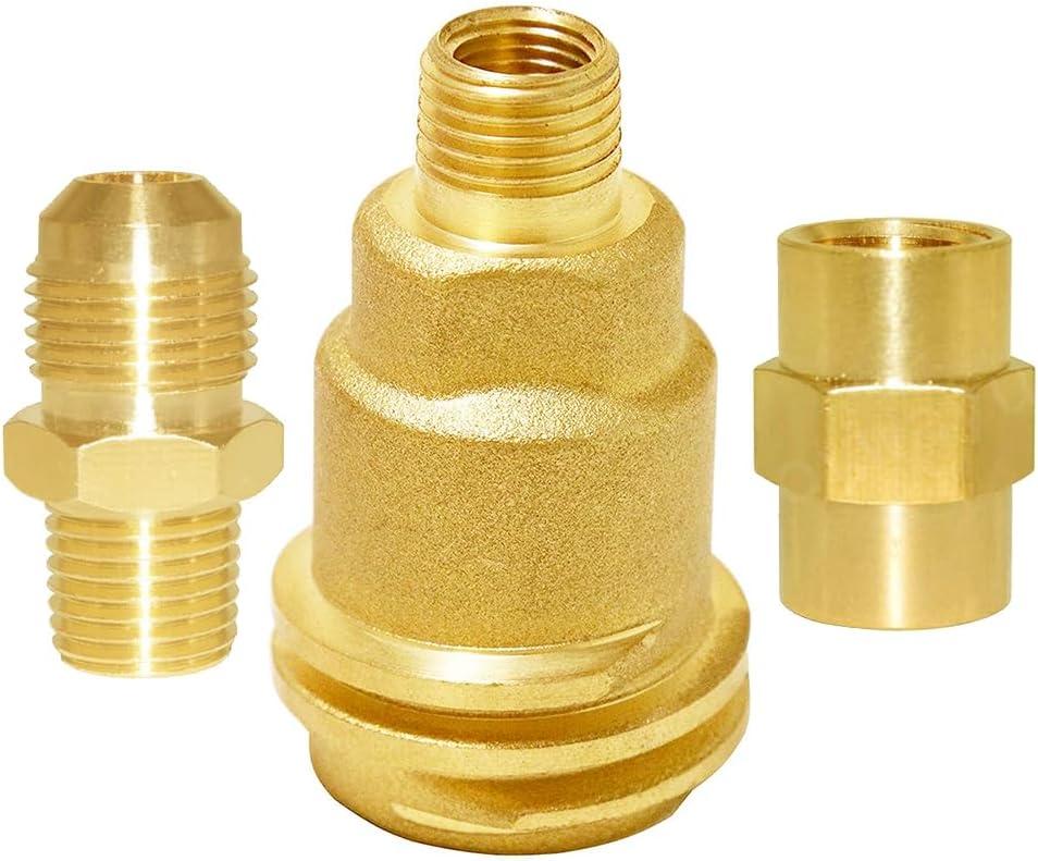 Joywayus Solid Brass QCC1 Nut Propane Gas Fitting with 1/4" NPT Male Pipe Thread, 1/4" NPT Female Coupler, 1/4" NPT Male x 3/8" Flare Male Adapter Kit