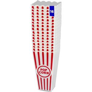 Movie Night Popcorn Containers for Theater, Cinema, and Home Use - Red and White Striped Durable Reusable Plastic Buckets for Snacks and Popcorn (16, Small)