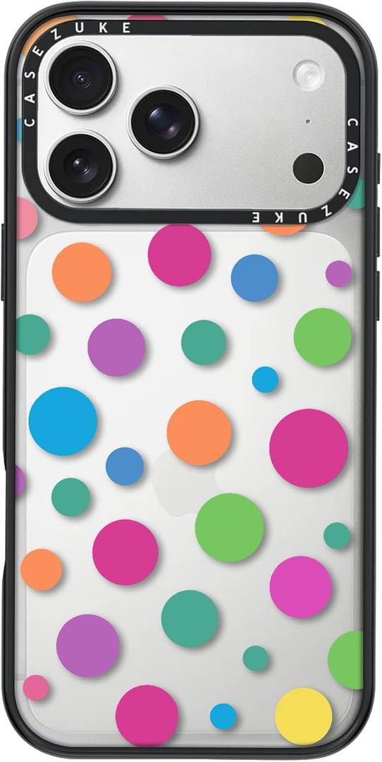 Clear TPU Phone Case Cover for iPhone 17 Pro with Design, Drop Protection, Cute Case for Girl Women, Colorful Polka Dots