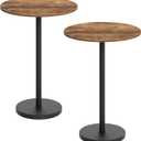Bar Table, Round Bar Table Set of 2, Counter Height Table, Pub Cocktail Table, Metal Frame, for Bistro, Dining Room, Living Room, Terrace, Rustic Brown and Black BT05L2BR
