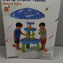 HYES Water Table for Toddlers 3-5, 3-Tier 6 Zones Water Sand Table with Umbrella, Rain Showers Splash Pond Toys for Outdoor Beach Backyard Summer, Kids Activity Sensory Playset for Boys Girls, Blue