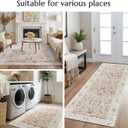 Jinchan Hallway Runner Rug 3x10 - Vintage Kitchen Rug Washable Runner Floral Boho Floor Cover Lightweight Non Slip Thin Retro Distressed Carpet for Bathroom Laundry Room Bedroom Stairway Pink Blush