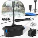 Biling Pond Filter with Fountain Pump Kits, 660GPH Koi Pond Filter with 40W Pond Pumps for Outdoor Ponds, Pond Fountain Kit for Garden Pond, Fish Tank, Water Feature - Corded Electric