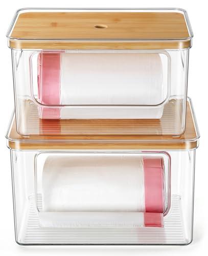 Hudgan 2 Pack Large Trash Bag Dispenser, 2 in 1 Garbage Bag and Dishwasher Pods Organizer Under Sink