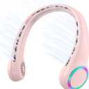 GULAKI Portable Neck Fan, Personal Fan with 4000mAh Battery, Rechargeable Neck Fan with 3 Speeds and 64 Cool Lights, Birthday Gifts for Men Women Mom Dad, Hands Free Cooling fan for Summer(Pink), New