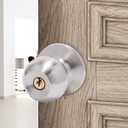 Door Knob with Lock, Exterior Door Knob for Bedroom/Bathroom or Office, Door Lock with Key for Right/Left Handed Doors (Satin Nickel)