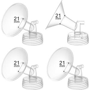 4PCS 21mm Breast Pump Flanges, Compatible with Spectra S1/S2/9Plus/Synergy Gold, Motif Luna, Wide-Mouth Bottle Fit, Breast Pump Accessories