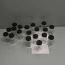 19 PACK 2 oz Glass Shot Bottles w/ Black Lids & 20 Labels - Small Clear Jar for Ginger, Wellness Shot, Juice, Sample, Whiskey - Travel Essentials Mini Bottles - Wide Mouth, Leakproof, Dishwasher Safe