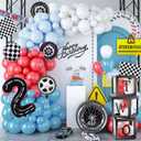 134 Two Fast Birthday Decorations Race Car Party Supplies for 2 Year Old Boy Racing Balloon Garland Arch Kit Backdrop Tablecloth Box Crown Wheel Checkered Balloon 2nd Two Fast Birthday Decor