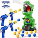 NIPLOOOW Dinosaur Shooting Toys for Kids 35 Years, Movable Target Shooting Games with 2 Air Pump Launcher, Interactive Competition Game Gift for Boys and Girls Ages 3 4 5 6 7 8 Years Old