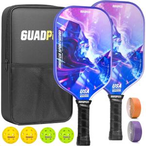 Pickleball Paddles Set 2 Pack USAPA Approved Fiberglass Pickleball Paddles with Honeycomb Core Includes 4 Pickle Balls Carry Bag & Gift Box