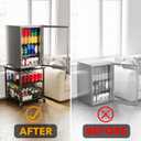 SpaceAid 3 Tier Mini Fridge Stand with Storage and Wheels, Heavy Duty 19.7x19.7in Mobile Refrigerator Shelf Stand Table, Fridge Cart Organizer with Drawer Basket for Home Dorm Office (Black)