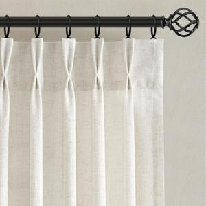 Nanspring 108 Inch Extra Long Pinch Pleated Linen Curtains 2 Panels for Living Room Bedroom Natural Cream Semi Sheer Boho Rustic Farmhouse Curtain Back Tab Light Filtering High Ceiling 9ft Drapes