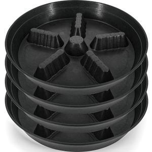 4 Pack Plant Saucer 14 inch, Plastic Plant Saucers for Indoors, Raised Middle Plant Trays for Pots, Water Tray for Plants, Plant Stand Water Catcher Tray, Pot Saucers for Plants
