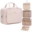 NISHEL Travel Toiletry Bag for Women, Makeup Essentials Organizer, Hanging Case for Accessories, Cosmetics, Large Size, Pink