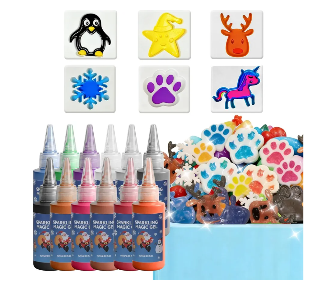 BitsFun Magic Water Elf Toy Kit–Make Your Own Squishies Sensory Toys  10 Xmas Molds, 12 Color Gels  Fun DIY Craft Kits, Birthday Gifts, Party Favors, Stocking Stuffers for Kids Boys Girls Ages 3+