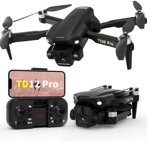 Toladrone Drone with Camera 4K, Drones for Adults Level 3 Wind Resistance Optical Flow Positioning Brushless Motor 90° Electrically Adjustable Foldable RC Quadcopter for Beginners, TD12Pro