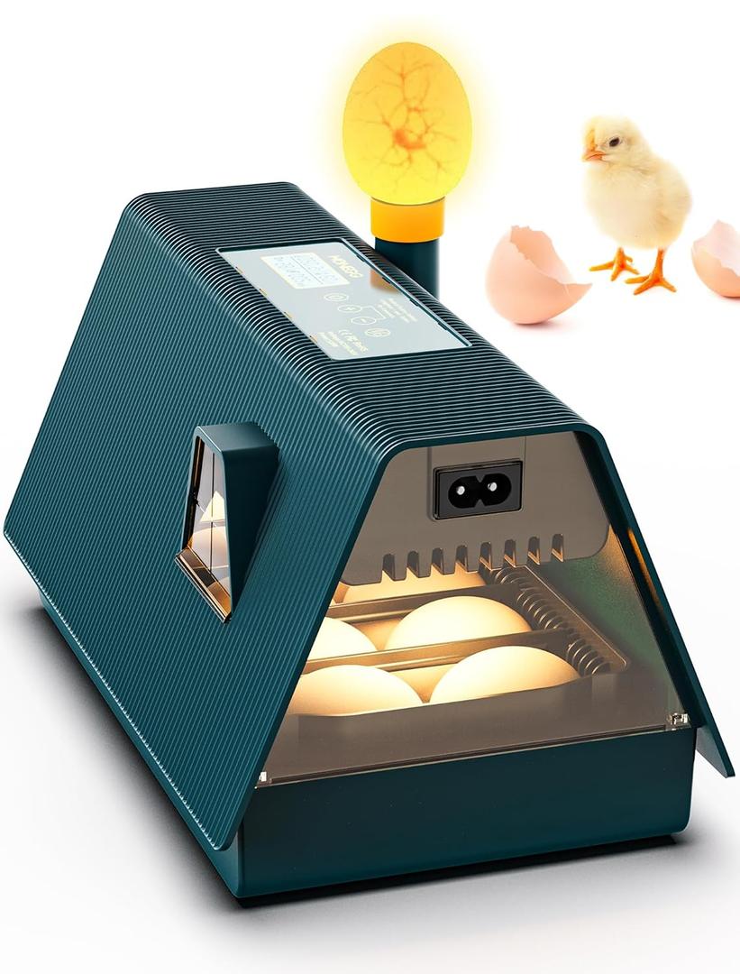 APODESS Incubator for Hatching Chicks, 10 Eggs Incubators with Automatic Egg Turning, Temperature and Humidity Control, Egg Candler, Hatching Incubator for Small Poultry, Chicken, Ducks (10 Eggs)