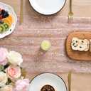 Artoid Mode Gold Gauze Pink Table Runner 120 Inch 10FT, Glitter Metallic Foil Sheer Dining Wedding Anniversary Holiday Birthday Table Decor for Home Party