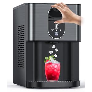 Nugget Ice Makers Countertop, Pebble Ice Maker Machine with Dispenser 44lbs/24H, Soft Chewable Pellet Ice Machine, 3.3lbs Ice Storage, Self-Cleaning Ice Maker for Home/Kitchen/Party/Office, Black