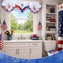 Embroidered Patriotic 250 Anniversary Kitchen Curtain Valance 58 x 14 Inch 4th of July 250 Years of Freedom Red White Blue Eagle Window Treatment Valance Curtain for Independence Day