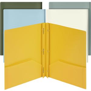 Mr. Pen- Plastic Folders with Pockets and Prongs, Pack of 5, Letter Size, Earthlight Colors, Flexible Plastic Folders with Prongs & Card Slot