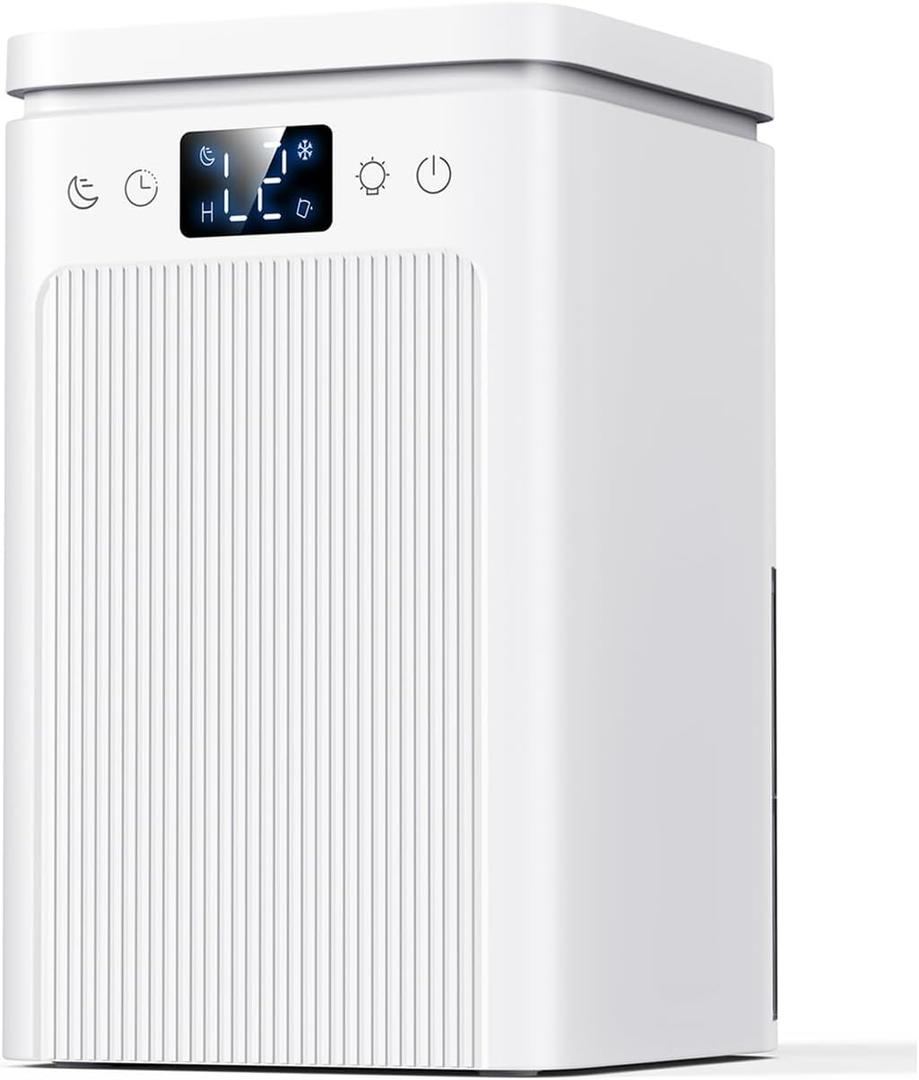 Dehumidifier for Home, 75 OZ Water Tank, Quiet Dehumidifiers for Home with Auto Shut Off, Auto Defrost, Timer, Sleep Mode, 7 Color Light Dehumidifier for Basement, Bedroom, Bathroom - White