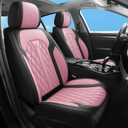 Pink Black Car Seat Covers Full Set,5 Seat Leather Seat Covers for Cars
