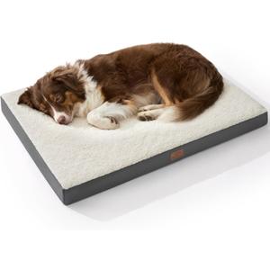 Bedsure Dog Beds Large Sized Dog - Comfy Flat Pet Beds with Removable Washable Cover, Orthopedic Egg Crate Foam Puppy Mat, Suitable for Pet Up to 65 lbs (36"L x 27"W x 3"Th, Grey)