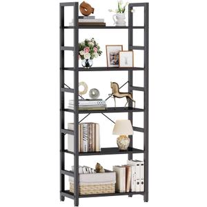 DUMOS 5-Tier Bookshelf, Modern Tall Bookcase, Open Storage Display Shelf for Living Room, Bedroom, Home Office, Narrow Standing Shelving Unit for Books, CDs, DcorModern Black