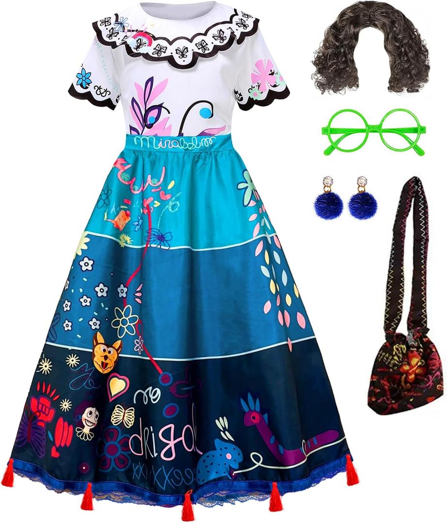 Akokvlar Women Magic Dress Adult Cosplay Party Costume Outfit Full Set with Wig (Blue, L)