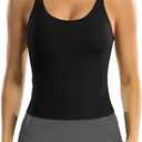 ATTRACO Women Ribbed Workout Crop Tops with Built in Bra Yoga Racerback Tank Top Tight Fit XL