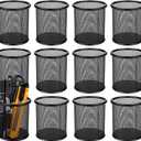 Nicunom 12 Pack Metal Pen Holder Wire Mesh Pen Cup Pencil Holder Pencil Cup for Desk Office Pen Organizer, Black