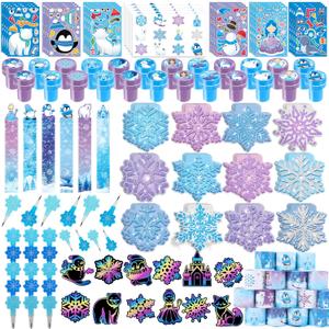 BenLouis 108Pcs Frozen School Stationery Party Favors Winter Snowflake Themed Classroom Gift Reward Prizes Bulk for Students Kids Holiday Frozen Birthday Goodie Bag Stuffers Pinata Filler