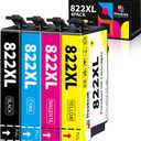LEMERO Remanufactured for Epson 822XL Ink Cartridges Replacement for Epson 822XL Printer Ink Work with Workforce Pro WF3820 WF3823 WF4820 WF4830 WF4833 (6 Pack 3 Black, 1 Cyan/Magenta/Yellow)