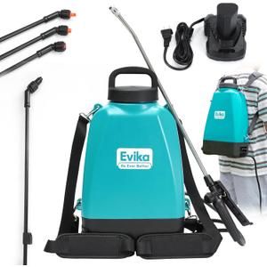 3 Gallon Battery Powered Sprayer Backpack, Pressure Sprayer with 5 Nozzles, Professional Electric Sprayer for Weed, Sterilisation, Garden and Yard, 2 Wands for Pros Removing, Degreasing or Cleaning