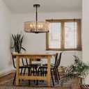 4-Light 17.7" Rattan Boho Farmhouse Chandelier Pendant Light, 17.7in,4L