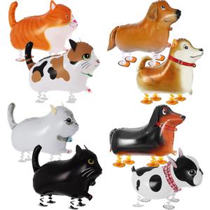 8pcs cat dog walking balloons