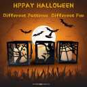 3-Pack Halloween LED Lantern Set - Flickering Electric Candles in Black Metal Frame with Handle - Witch, Spiderweb, and Tree Designs for Spooky Indoor Outdoor Decor