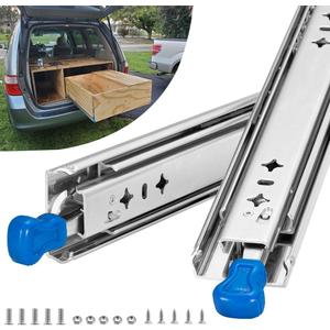 Heavy Duty Drawer Slides with Lock, 32 Inch, 150 lb Load Capacity, Side Mount, Full Extension, Ball Bearing, Cabinet Locking Rail, Tool Box Runner, 1 Pair