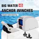 45 lbs Electric Anchor Winch, 12V Boat Anchor Winch-Marine Saltwater Anchor Windlass Kit with Remote Control & 100-feet of Pre-Wound Anchor Rope for Speedboats, Wench-Anchors - Complete Set White
